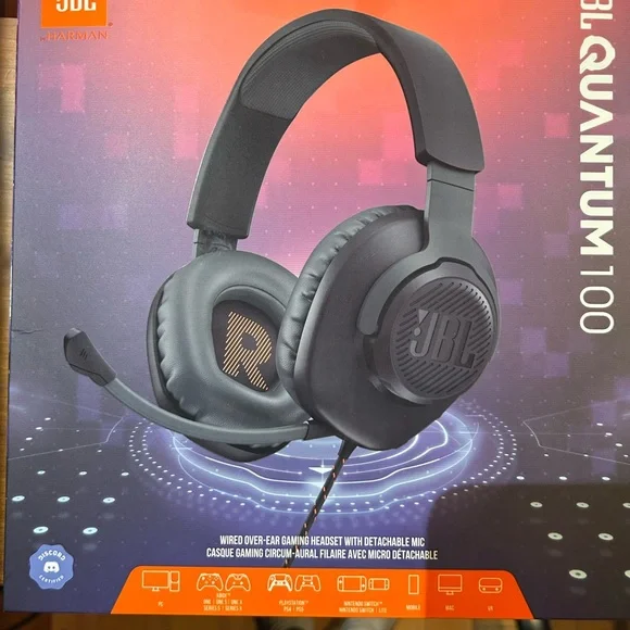 JBL Quantum 100 Wired Gaming Headset. Brand new